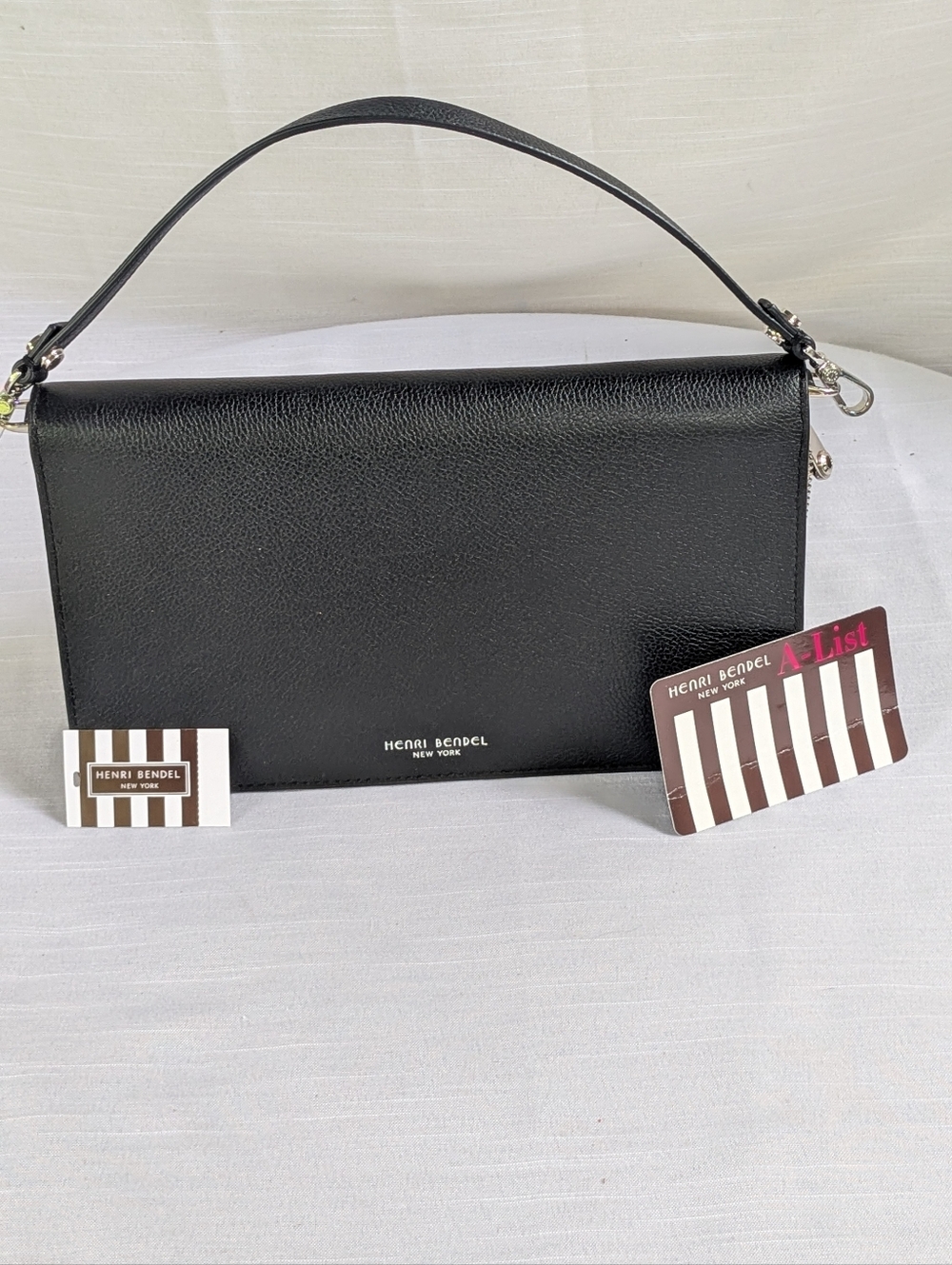 Henri Bendel Black Leather Handbag with Top Handle